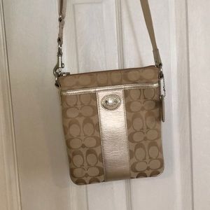 Coach Beige Monogram Crossbody Bag